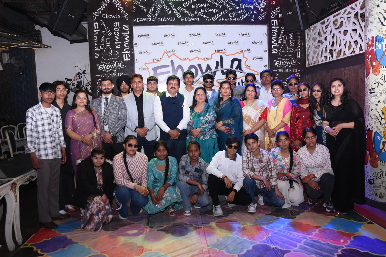Students gathered on stage during the school farewell ceremony